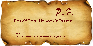 Patócs Honorátusz névjegykártya