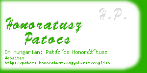 honoratusz patocs business card